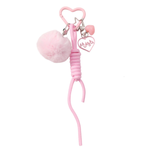 Rope Keychain Lovely Heart Keychain Simple Car Key Chain Plush Pompoms Hanging Ornaments Keyrings Bag Charm for Woman