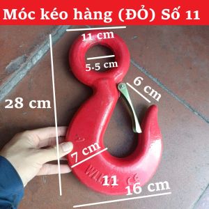 Móc Kéo Hàng Chằng Buộc Hàng Mắt Tròn (Số 11T) Màu Đỏ Có Chốt An Toàn - Thép Đúc Cứng Bền
