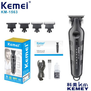 Kemei Barber Cordless Hair Clipper 0mm Zero Gap Engraving Wireless Control Hair Clipper Detail Trimmer Professional Electric Trimmer KM-1563