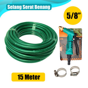 Big Mom Paket Siram Tanaman Selang Air Serat Benang Anti Lumut Selang Benang Ukuran 5/8 - Selang Air Serat Benang FREE Kepala Semprotan Hose Nozzle + 2 Klem