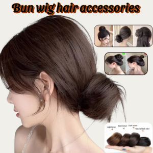 วิกผมทรงมวยผมตรงแบบยืดหยุ่น ทรงมวยผมปลอมแบบยืดหยุ่นสูง ทรงมวยผมปลอมแบบดอกไม้ วิกผมทรงกลม เครื่องประดับศีรษะ