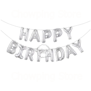 SET Balon Foil Huruf Happy Birthday isi 13 huruf GOLD PINK SILVER BIRU PELANGI MACARON ROSEGOLD