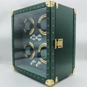 ไฟLED กล่องหมุนนาฬิกา 4 เรือน(หนังแท้+กำมะหยี่ภายใน) Watch Winder กล่องนาฬิกา กล่องหมุนนาฬิกาอัตโนมัติ