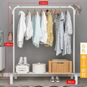 SPACEMADER Floor-Standing Clothes Rack Bedroom Clothes Hanger Heavy Duty Double Rod Balcony Drying Rack Indoor Outdoor