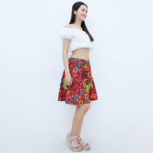 กางเกงกระโปรงขาสั้น กางเกงขาสั้นผู้หญิง ลำลอง เอวยางยึดกระชับ ผลิตจากผ้าฝ้าย ลวดลายสดใส สวยงาม ขนาดฟรีไซส์ ใส่สบาย คลายร้อน