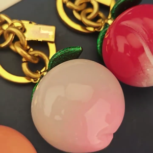 Adorable Peach Inspired Keychain Accessory Stylish Girls Bag Decoration Piece for Birthdays Parties Gift