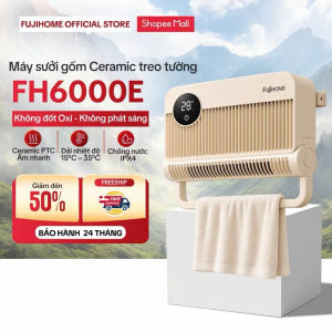Máy sưởi gốm FUJIHOME Nhập Khẩu FHB6000E công suất 1500W quạt sưởi làm ấm nhanh để bàn treo tường đa năng remote