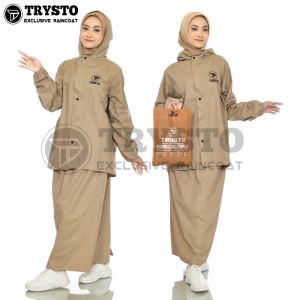 Jas Hujan Rok Setelan Jaket dan Rok Wanita Dewasa Bahan Kuat Tebal Elastis