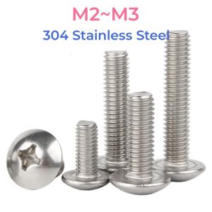 304 Stainless Steel Cross Phillips Truss Head Large Flat Round Cross Screw M2 M2.5 M3 Mushroom Head Screws Bolts