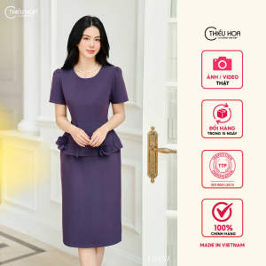 Đầm thiết kế sang trọng thanh lịch chất liệu Cotton Lạnh Hàn Quốc cao cấp mềm mịn DD4L0437 Thương hiệu Thiều Hoa