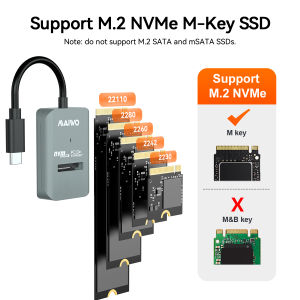 MAIWO NVMe Enclosure M2 SATA SSD Case USB-C 10Gbps M2 Adapter for 2230 2242 2260 2280 22110 Hard Drives Support UASP and TRIM External M2 Casing Support 6TB SSD  ToolFree