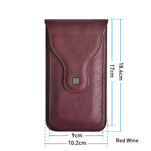 Universal 6.5 inches Dual Phone Pouch with Belt Loop Waist Bag Leather Handphone Holster Carabiner Hook