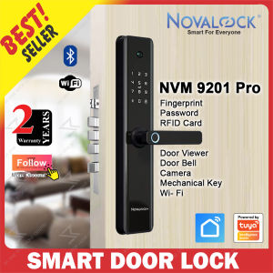 Novalock NVM 9201 Pro Smart Door Lock ( Door Viewer Doorbell Camera Fingerprint PIN Code Card Key Bluetooth Wi-Fi )