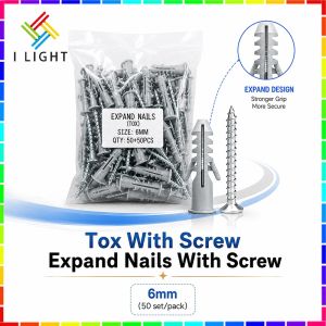 （Fast&COD）25/50Set Tox With Screw Expand Nails With Screw 6-12MM Expansion Screw Tox Plug Wall Screw