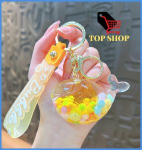 TOP SHOP 1pcs Creative Glitter into Oil Floating Jelly Bean Keychain Acrylic Whale Liquid Keychain Car Key Pendant Schoolbag Pendant Holiday Small Gifts