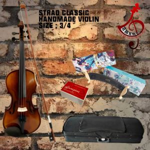 STRAD CLASSIC HANDMADE VIOLIN VALUE PACK-very bold and beautiful tone.Size : 4/43/41/21/41/8