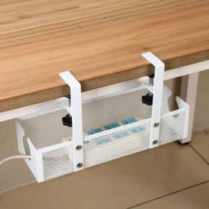 LEIFNYDI Clamp Cable Management Minimalist Power Strip Cord Holder Tidy Spacious supplies Socket Basket Under Desk