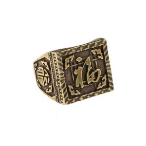 Vintage Brass Wealth Ring Handcrafted Antique With Aged Patina For Men Retro Style Collectible Unique Accessory
