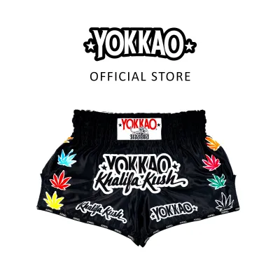 YOKKAO Khalifa Kush S-2XL กางเกงมวยผ้าซาตินพรีเมียม ดีไซน์โดดเด่น เอวยางยืด ทนทาน กางเกงมวยไทยสำหรับซ้อมและแข่งขัน