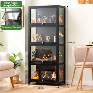RRH Display Cabinet Bamboo Acrylic Doors Black Transparent for living room display Space Saving Storage Indoors