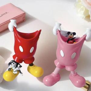 LSHUO ดิสนีย์มิกกี้กางเกงที่ใส่ปากกาการ์ตูนเครื่องเขียนแปรงแต่งหน้าหลอดเก็บอุปกรณ์ตกแต่งโต๊ะของขวัญสำหรับนักเรียนเด็กผู้หญิง