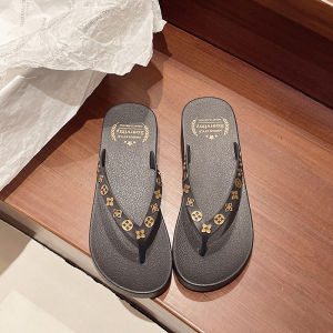 [Free Shipping] New Summer Collection: Solid-Color Wedge-Heeled Flip-Flops For Women Perfect For Casual Wear Beach Outings And Stylish Looks