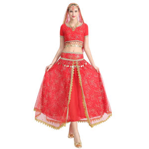 Ladies belly dance suit stage costumes sequins big swing skirt costumes Indian dance dance costumes