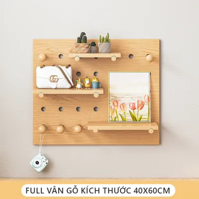 Bảng lỗ PEGBOARD Gỗ treo tường có phụ kiện đi kèm decor trang trí bàn làm việc phòng ngủ - GP295