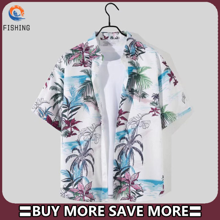 Men's Luminous Moon Beach Button-Up Shirt - 3D Digital Print Halloween & Hawaiian Style Short Sleeve Tee - View #11