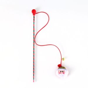OUTOPEN Pet Kitten Cute Indoor Exercise Tease Wand Cat Tease Toy Interactive Stick Christmas Cat Wand