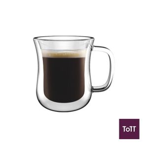 Aramoro Borosilicate Set of 2 Glass Double Wall Cup With Handle