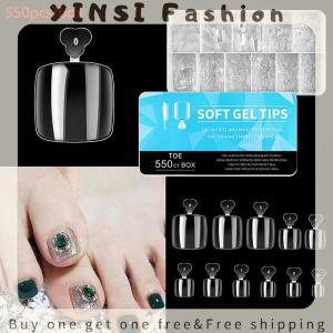 YINSI 550Pcs Full Cover Tips Fake Toenail Ultra Thin Clear Press on Toe Foot Nails