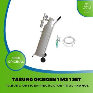 PROMO Tabung Oksigen 1m3 Lengkap SIAP PAKAI (Tabung OksigenTrolley Regulator Kanul)