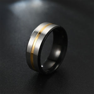 Fashionable Ring Gift 欧美时尚新款高档典雅贵族黑开槽间七彩男士霸气戒指厂家销售