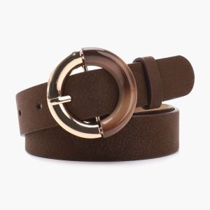 YESMILE Khóa loại hợp Thắt lưng thời trang Thường ngày Da PU Dây lưng trang trí Retro Khóa vòng tròn gradient Thắt lưng giả da Dành cho phụ nữ