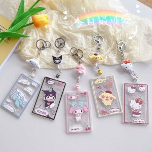 Sanrio Anime Hellokitty Kuromi Cinnamoroll My Melody Kawaii Keychain Bank Card Meal Card Id Card Subway Card Bag Pendant Gift