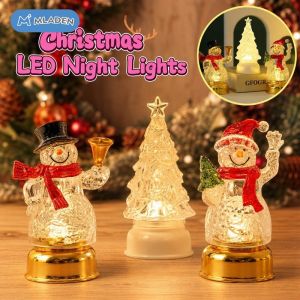 MLADEN Christmas Snowman Led Night Light Flameless Candle Table Decor Warm White Lamp Home Bar Hari Raya Ornament
