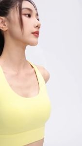 Cross Mesh Back Sports Bra with Shockproof Push Up Cups and Fixed Bra Pad for Women Yoga
