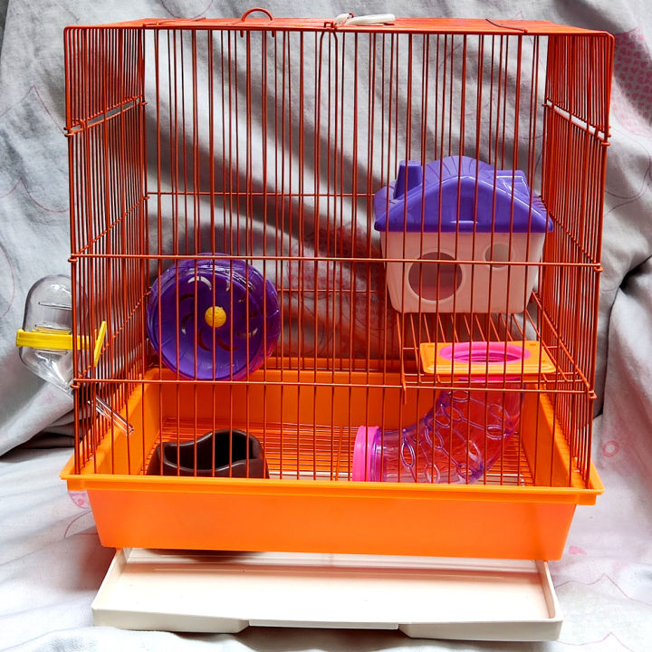 Hamster Cage 2 Layer Set Color Orange Cage 35x28x38cm Lazada PH