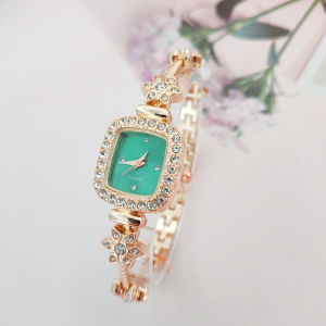Elegant Pentagonal Flower Bracelet Watch for Women Diamond Inlaid Stainless Steel Strap Bangle Womens Casual Watches No Fade