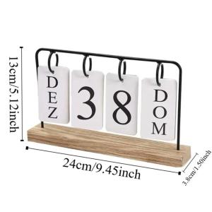 Calendar Retro Wooden Desktop Flip Calendar Turn Page Design Desktop Decor Vintage Standing Calendar Desktop Cabinet Decorations