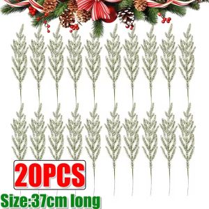 20Pcs Giáng Sinh tuyết nhân tạo Thông 37Cm Chi Nhánh cây xanh giả Tự Làm Cây giáng sinh đồ trang trí vòng hoa Năm Mới trang trí tiệc