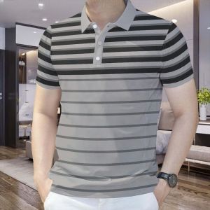 2026 Stripes Color Blocking Polo Shirts for Men Quick Dry Sports Short Sleeve High Quality Casual Comfortable Polo for Men Formal