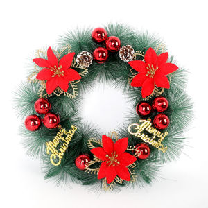 40cm Christmas Wreath Artificial Garland Handmade Christmas Wreath Tree Hanging Artificial Garland Set For Home Christmas Tree Xmas Party Home Door Decorations Ornaments