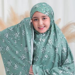 Mukena Anak 3-15 Tahun Motif Bunga Lucu Resleting Model 2in1 Terbaru 2025