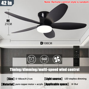 Inverter Ceiling Fan with LED Light and Remote 42 Inches Big Size Reverse Electric Ceiling Fan for Living Room Modern Design 3 Color Silent 6 Speed Wind
