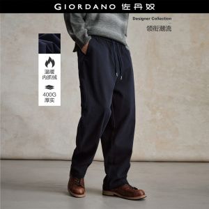 Giordano Men Fleece lined multi-pocket elastic waist pants Free Shipping 18115713