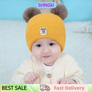 SHNGki Winter Children Warm Baby Knitted Hats With Pom Pom Kids Knit Beanie Hats Solid Color Infant Hat For Boys Girls