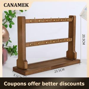 【 CANAMEK 】 Wooden Jewelry Display Stand Necklace Bracelet Key Holder Hook Storage Rack Earring Pin Brooch Holder Stand Organizer