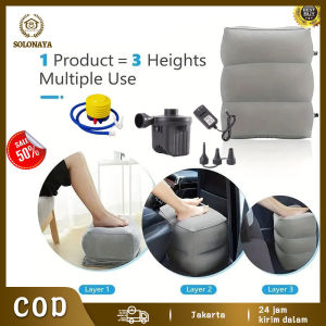 Bantal Angin Kaki Tiup Mobil Pesawat Travel Portable Sandaran Kaki 3 Layer Pillow Duduk Santai plus Sarung